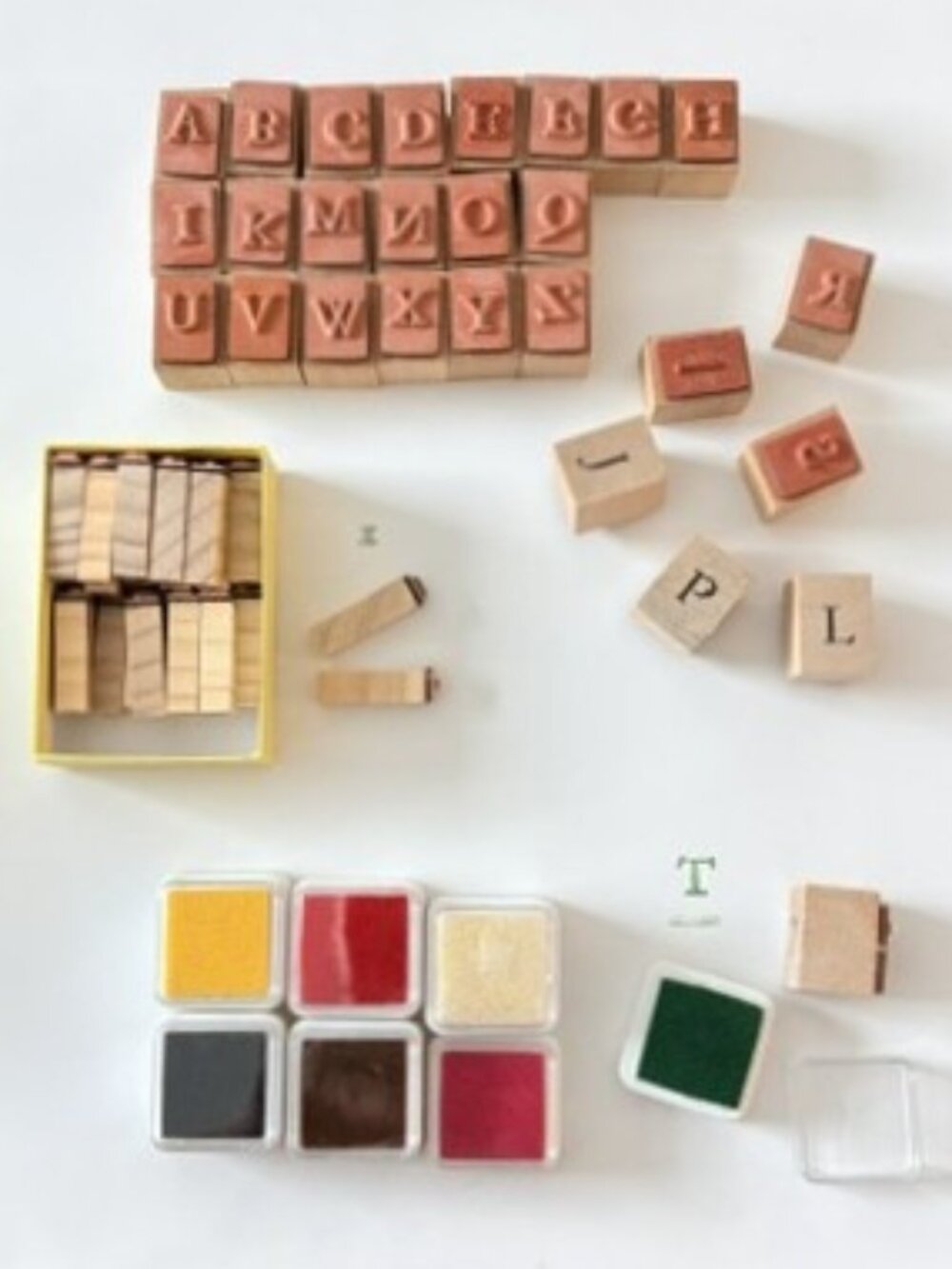 Alphabet Rubber Stamps (2 Sets) Large and Small - With Ink Pads